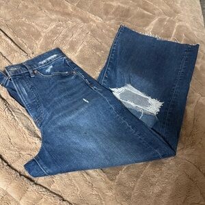 Express moms Jean, super high rise,  Blue Straight Jeans, size 0